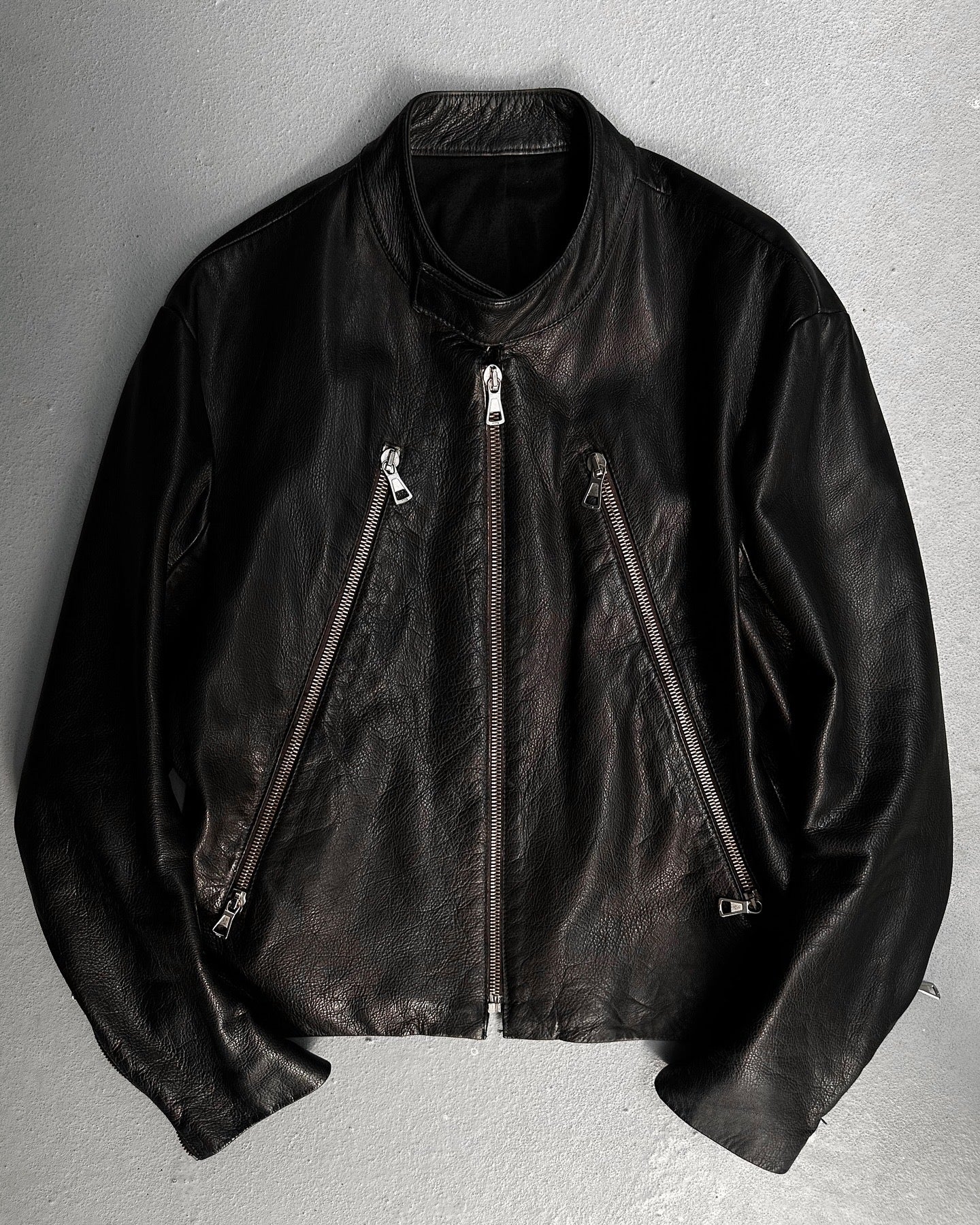 Maison Martin Margiela AW00 Black Cowhide Leather 5-zip Rider