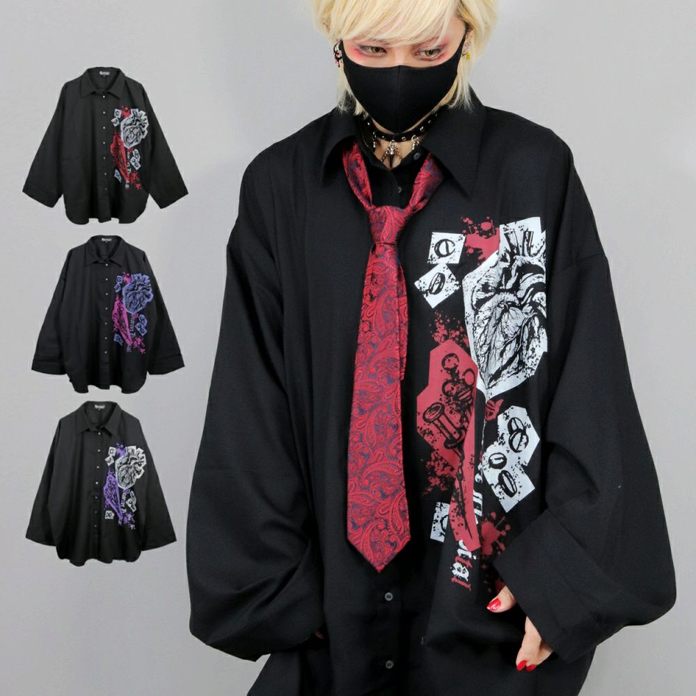 DRT2856 [ホラー ホスピタル] オーバーサイズ シャツ [シンゾウ：心臓