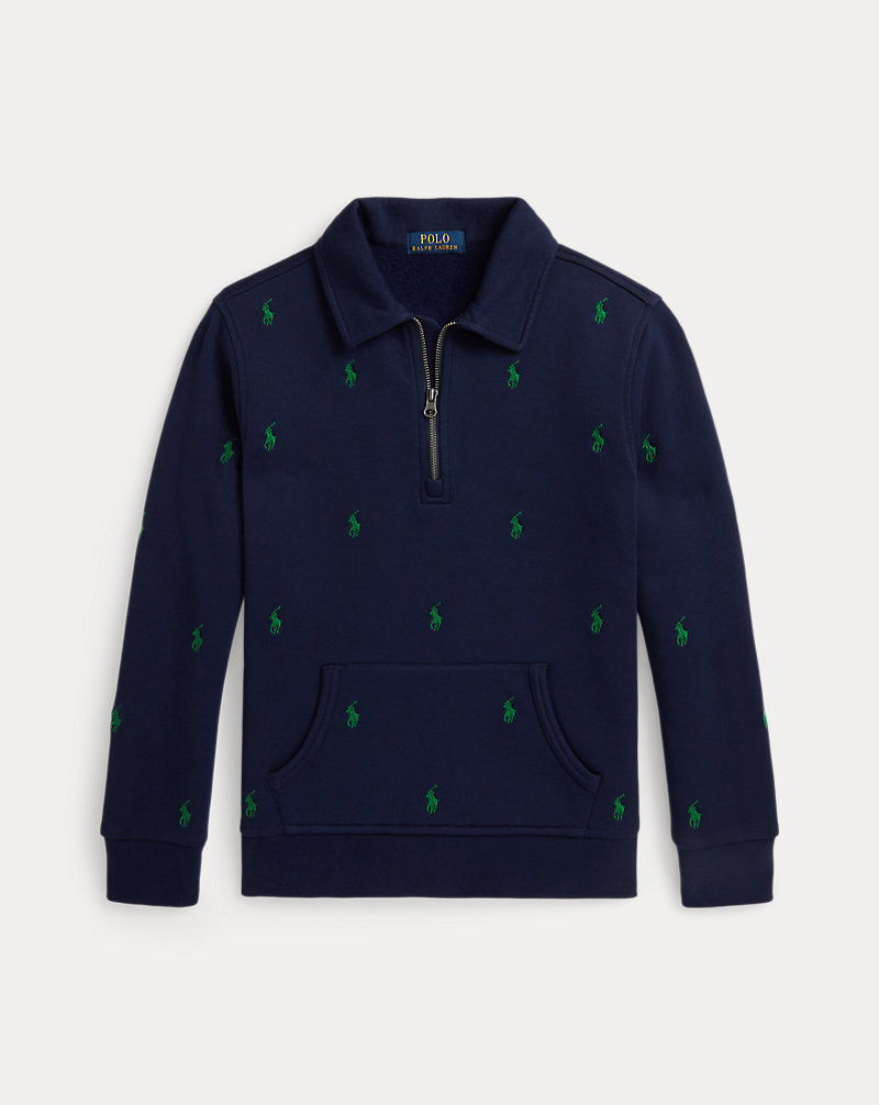 Plaid Fleece Collared Sweatshirt