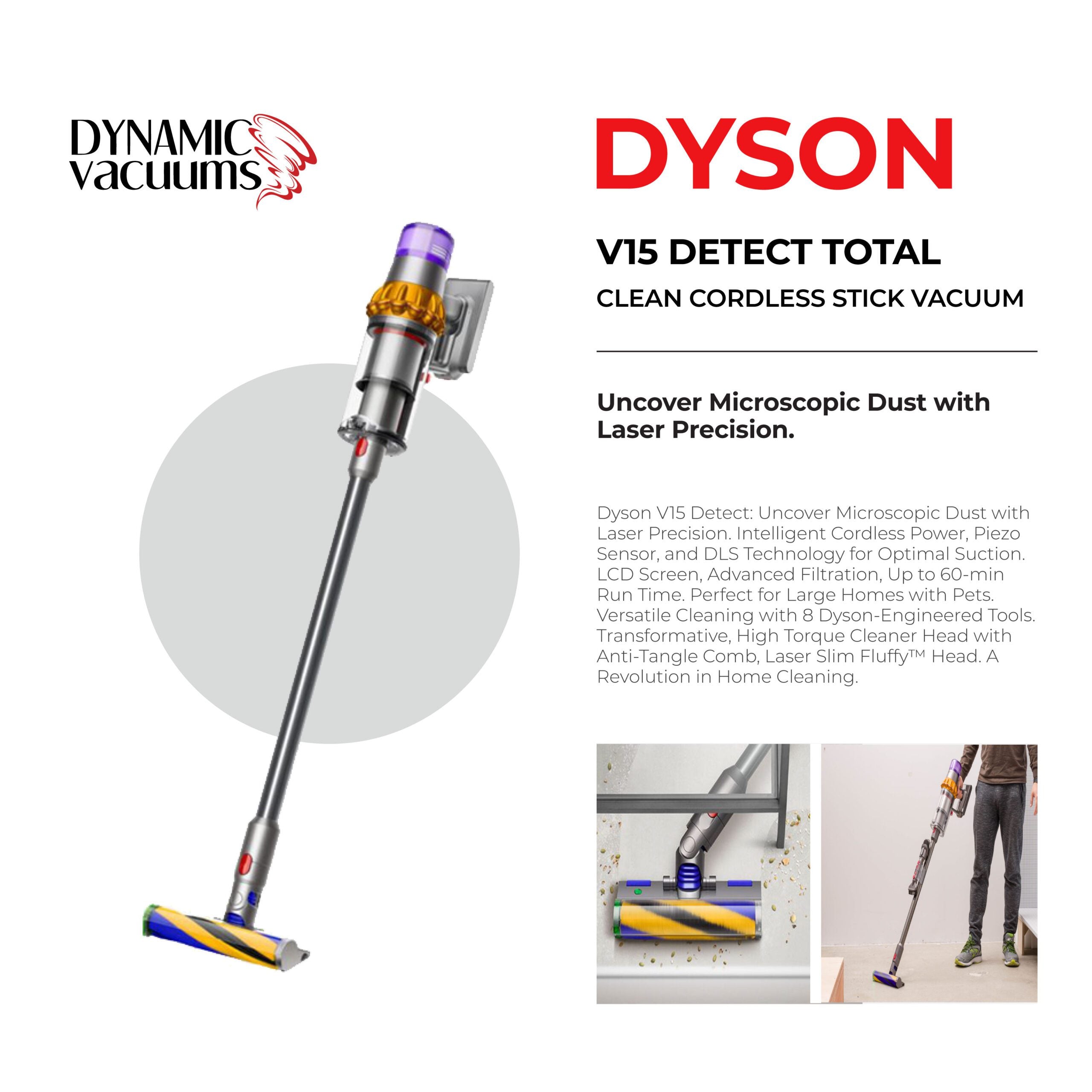 Dyson V15 Detect Cordless Stick Vacuum – Dynamic Vacuums