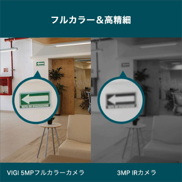 TP-Link】VIGI 5MPタレット型フルカラーネットワークカメラ（4mm