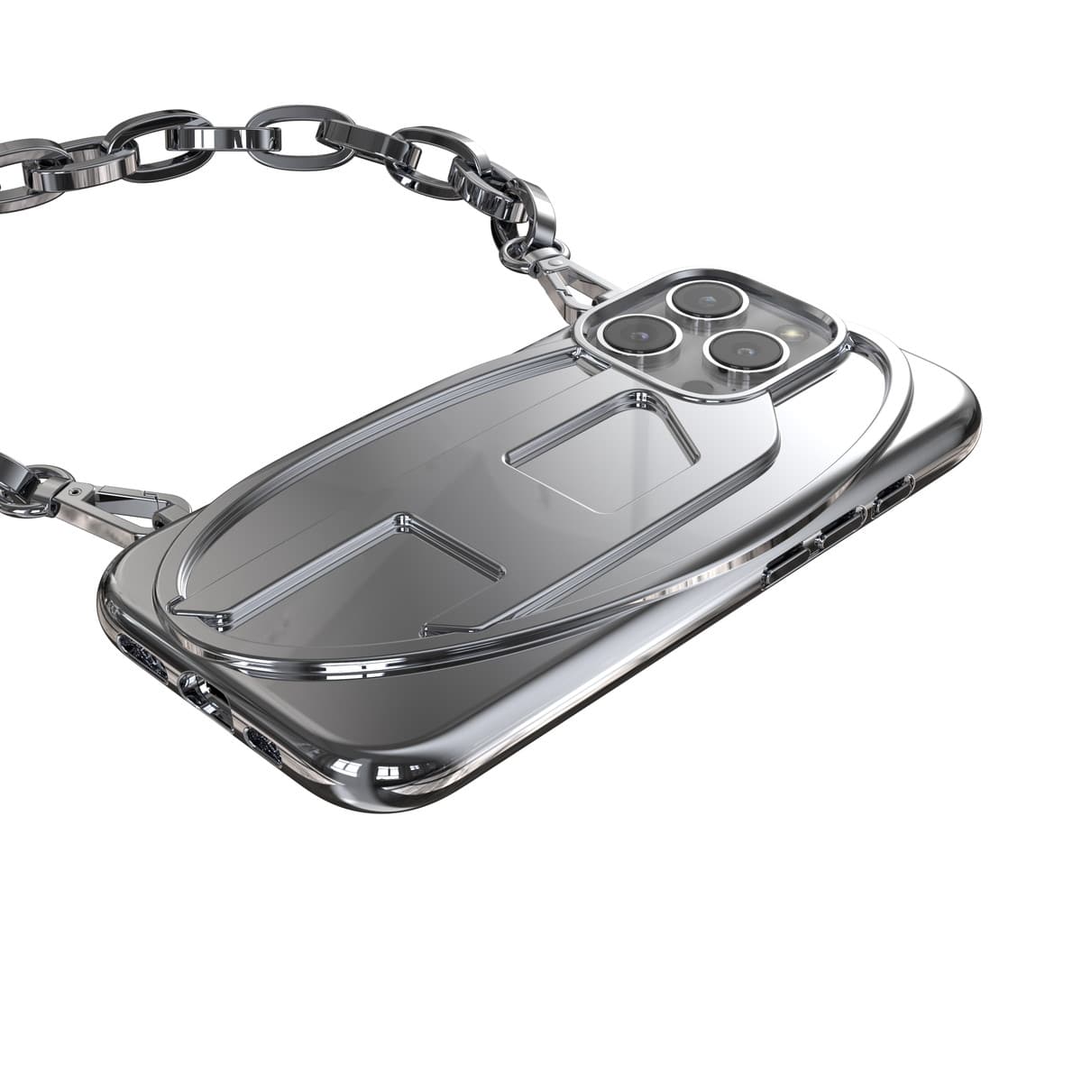 DIESEL[ディーゼル] iPhone 16 Pro Case Oval D GLOSSY CHAIN Silver