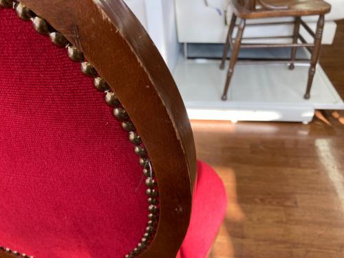 ダイニングチェアー ロココ・アンティーク調 猫脚 ブラウン×レッド