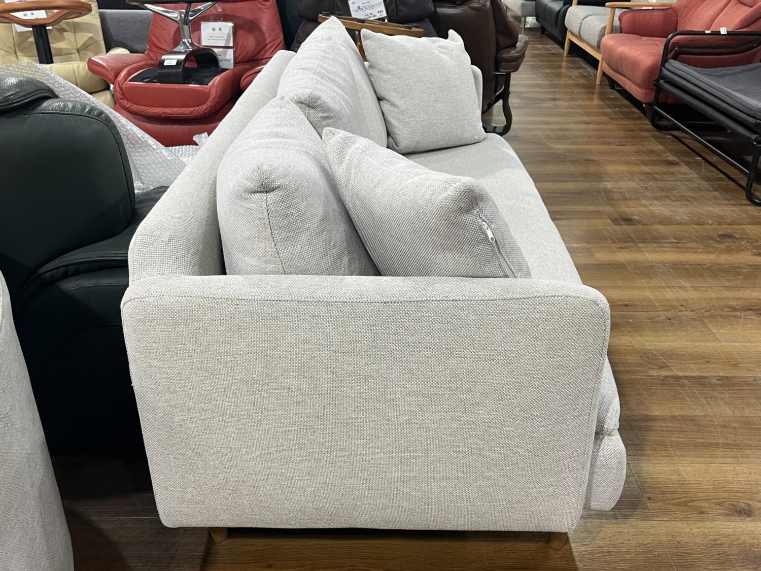 UNICO (ウニコ) 3人掛けソファー RAUFA ライトグレー ファブリック