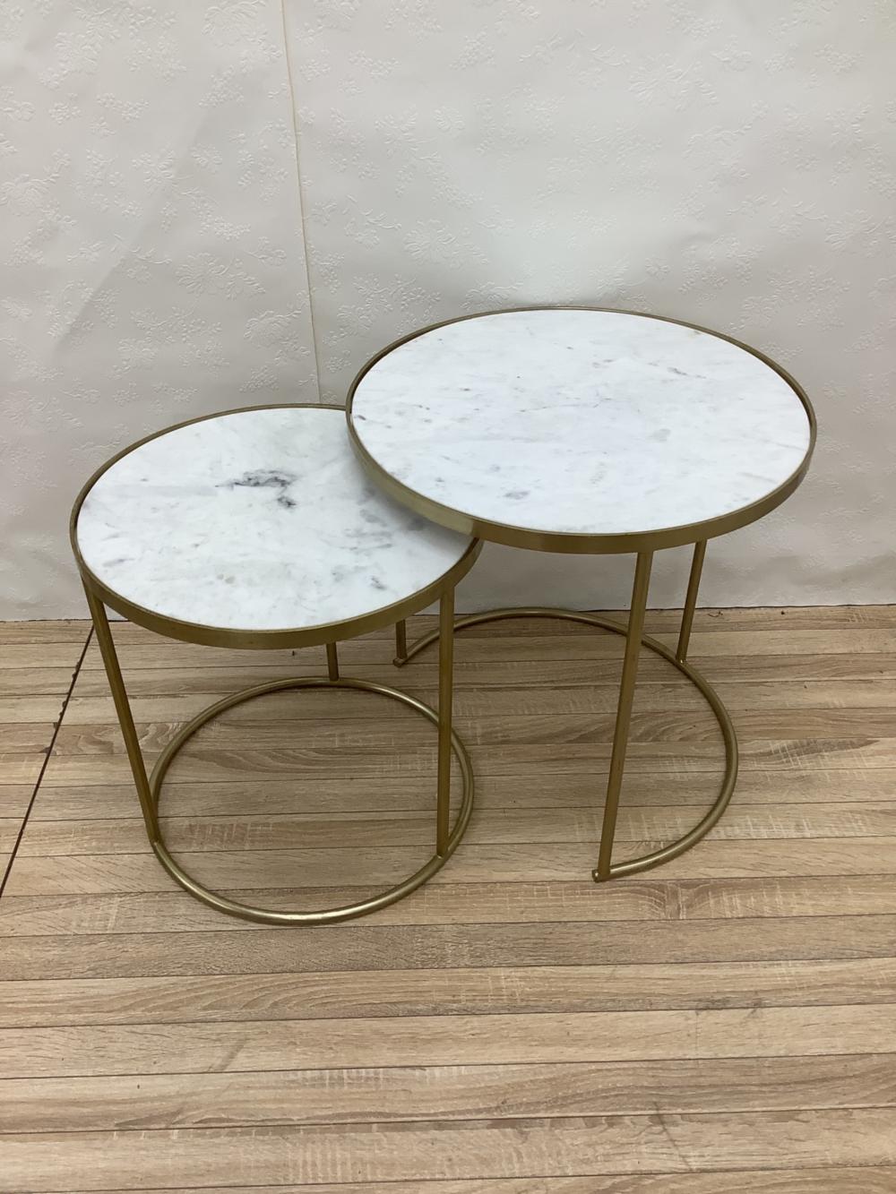 ZARA HOME (ザラホーム) ネストテーブル ホワイト×ゴールド 2点セット