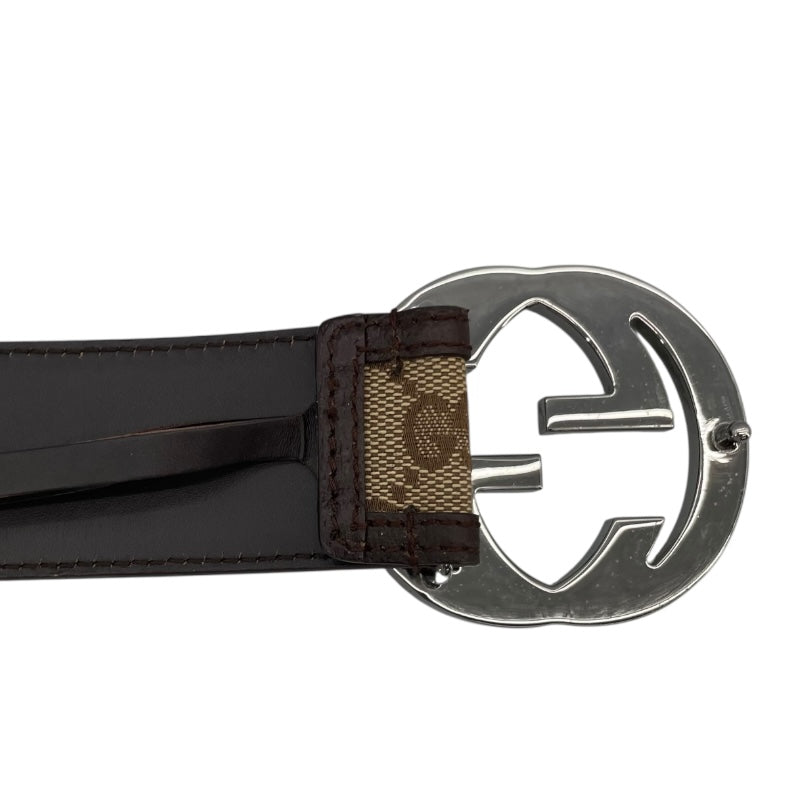 グッチ GUCCI インターロッキングG ベルト 80cm 114876 ブラウン×SV