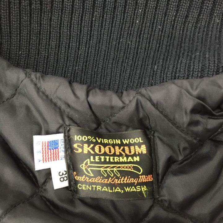 SKOOKUM スクーカム レザー切替スタジャン サイズ38 USA製 ブラウン x