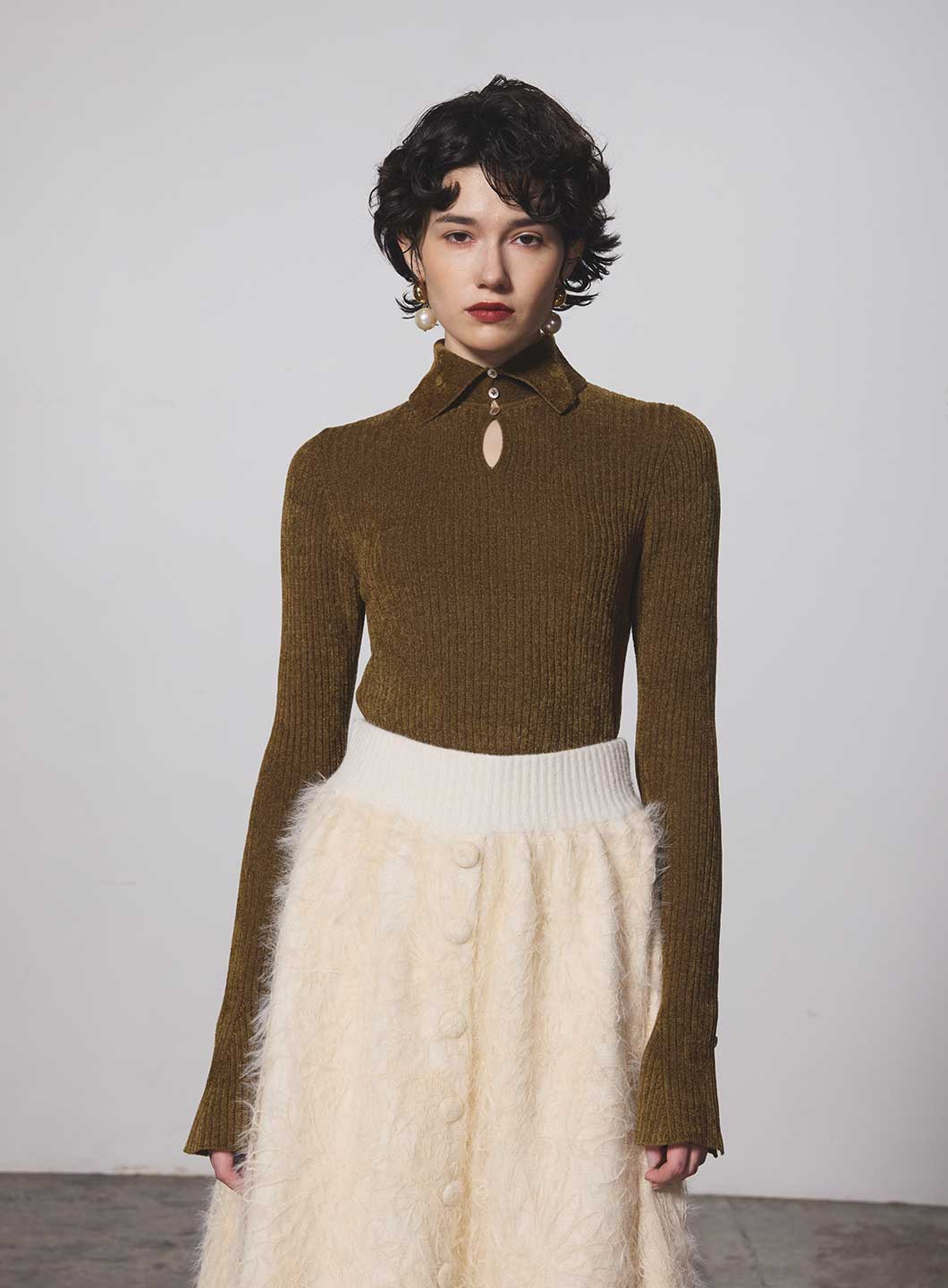 COEL Online Storeモールヤーンポロニット(F ベージュ): TOPS