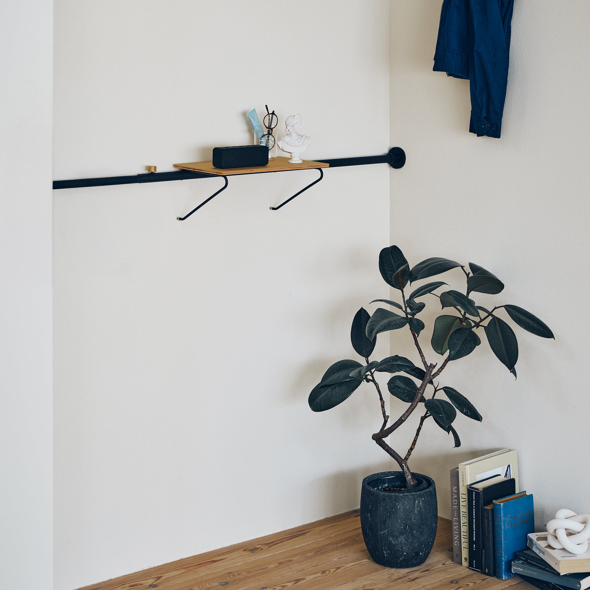 ウォールシェルフA Black SET Rod B+Shelf A SET-D-WSA-BK｜平安伸銅