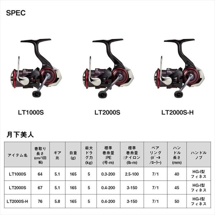 ダイワ スピニングリール 23月下美人 LT2000S-H: 釣具のキャスティング