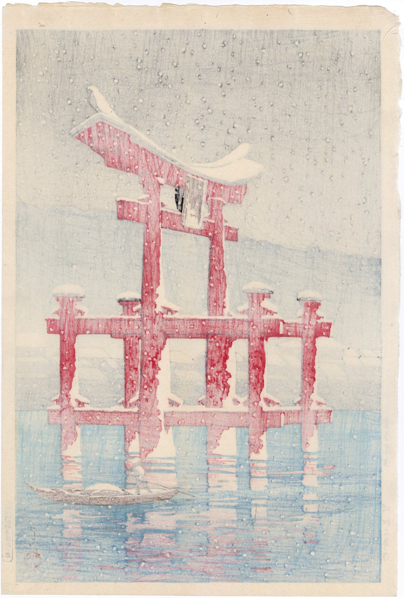川瀬巴水：宮島の雪雪の宮島（販売済み） – Egenolf Gallery Japanese