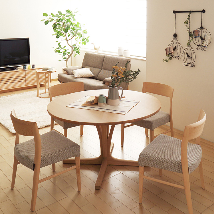 カリモク karimoku 丸テーブル 120cm 木製丸板座布団