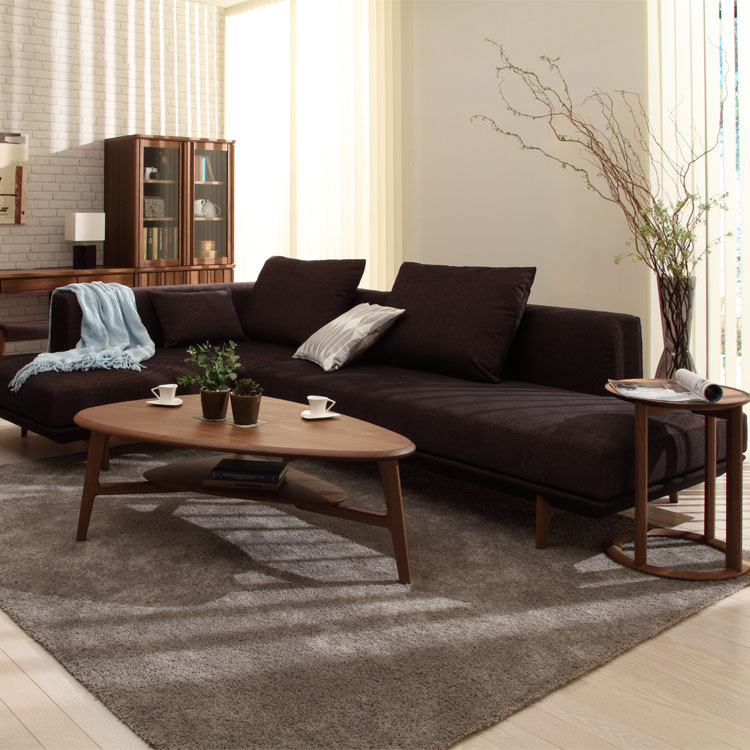 ソファ 2人掛け（大・左） UU4069 ダークネイビー ウォールナット 通販