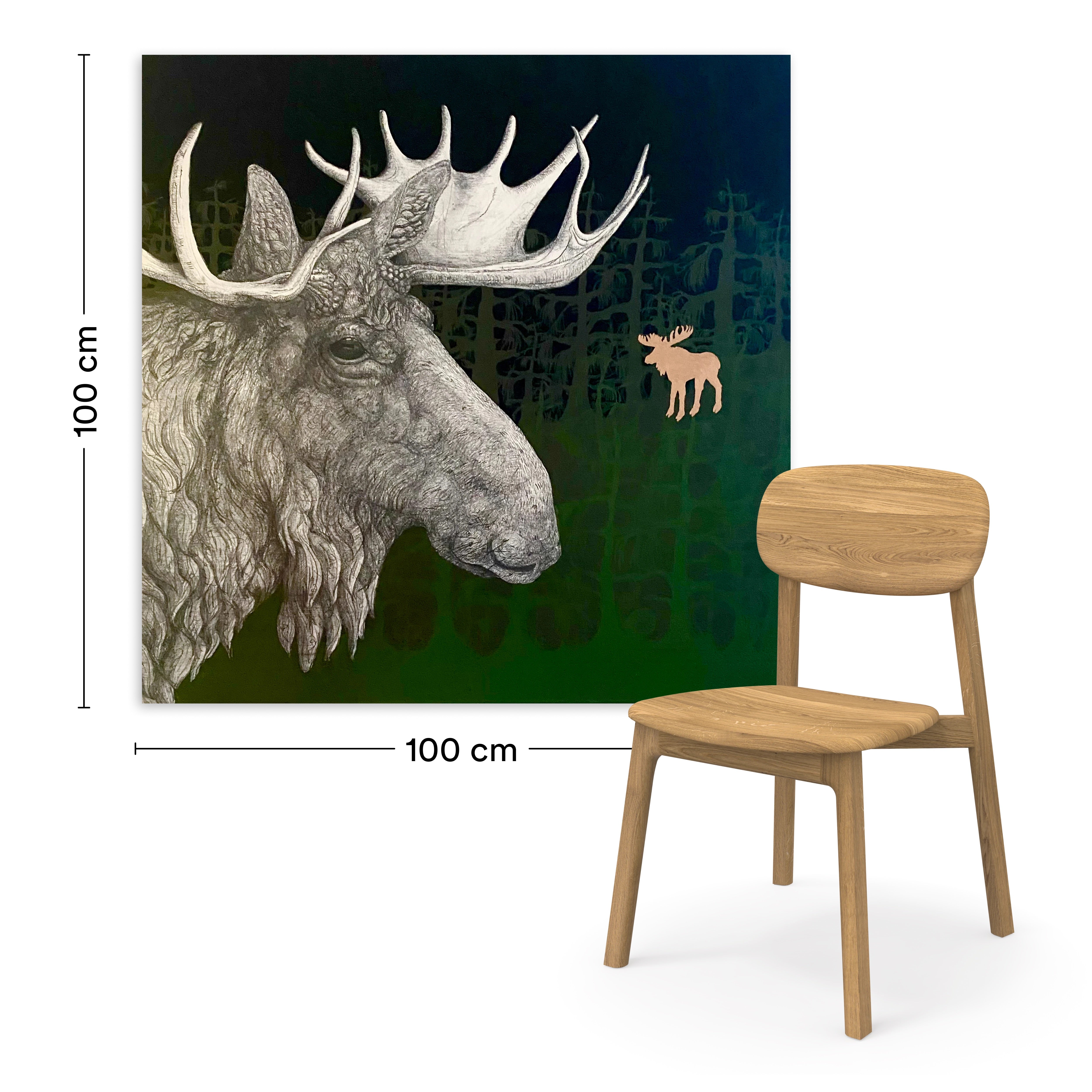 Painting & Illustration on Canvas by Tanja Deschner. Moose in Forest