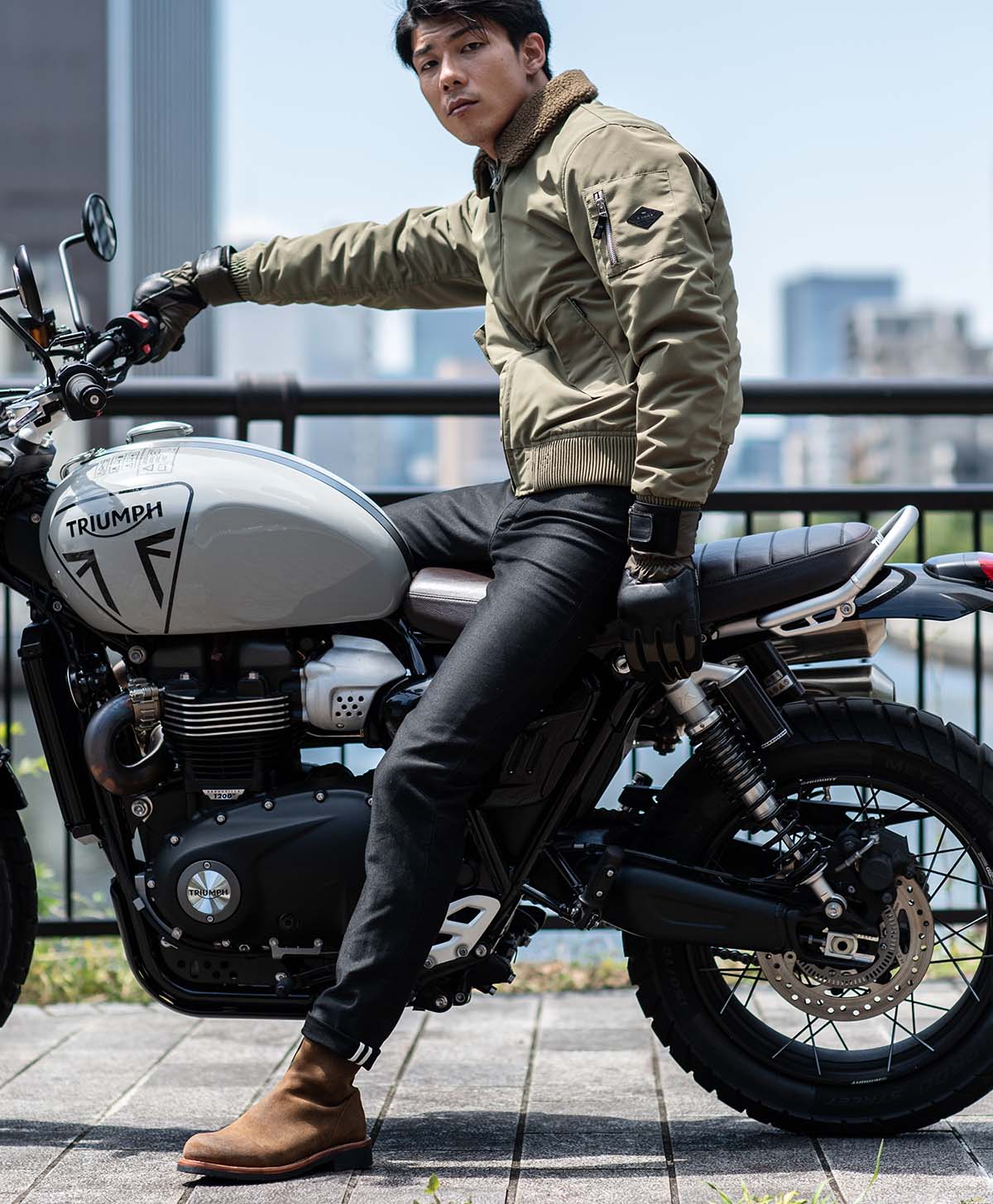 美品 NYC製】ファイヤーマンジャケット バックル ヘビーコットン