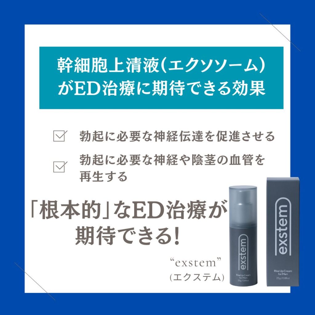 世界初】ED根本治療ができる幹細胞上清液エクソソーム配合クリーム