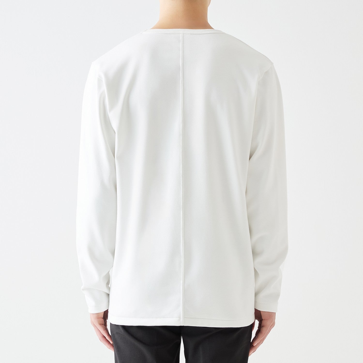 MENS ヘビー 長袖 VネックTシャツ WHITE | 高級無地Tシャツ専門店