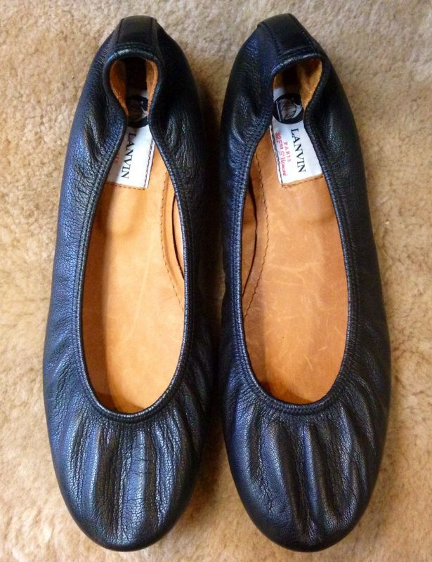 LANVIN(ランバン)ブラックレザーバレエシューズ39 1/2 - ella