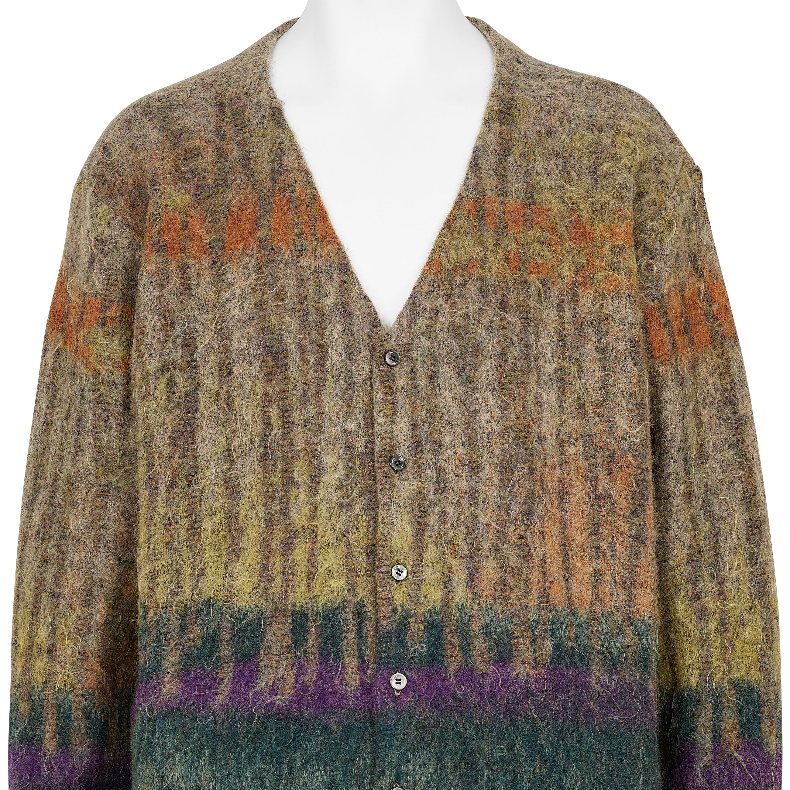 KID MOHAIR WOOL BRUSHED TREE JAQUARD CARDIGAN ORANGE - YOKE(ヨーク