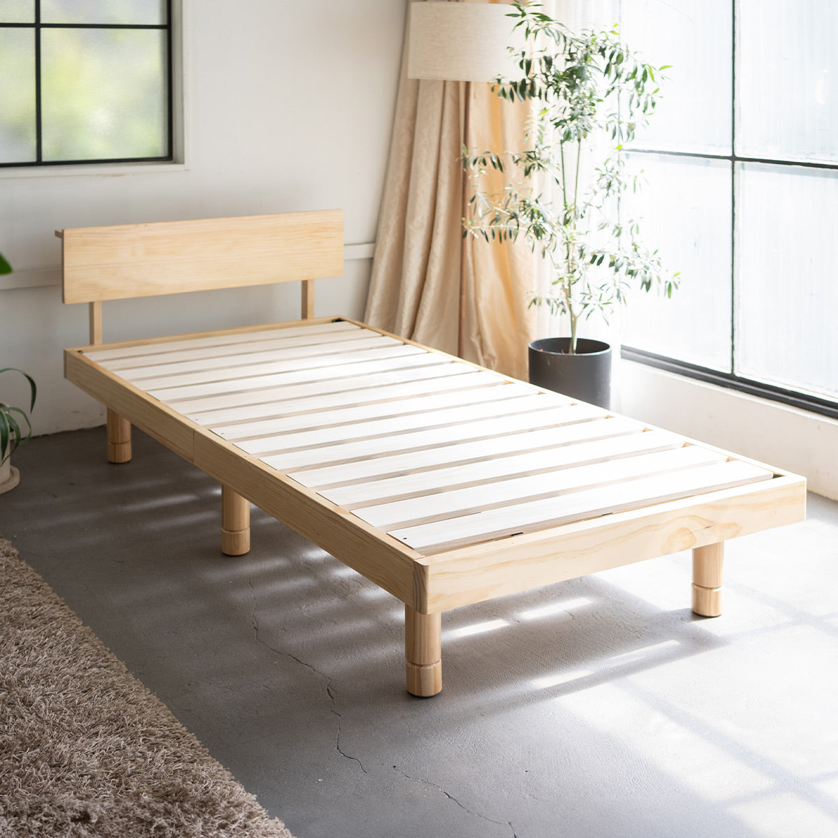 丈夫なすのこベッド シングル 天然木 高さ調節 ベッドフレーム | 寝具