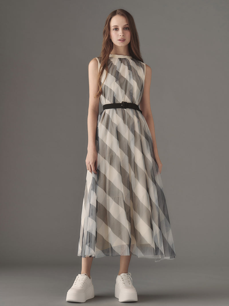 Belted check flare one-piece| エミリアウィズ 公式オンラインストア