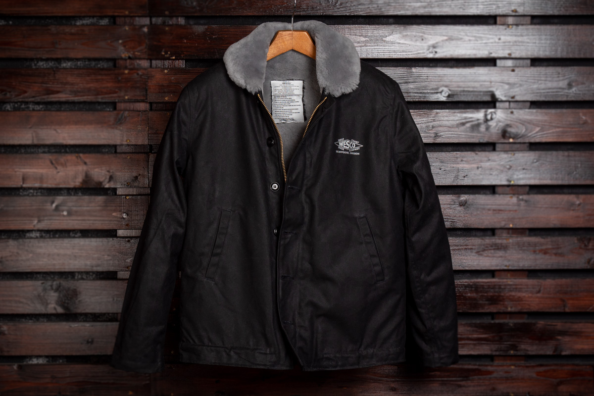 ウエスコ］WESCO × DEHEN N-1 JACKET Black & Silver Sheep Skin Mouton