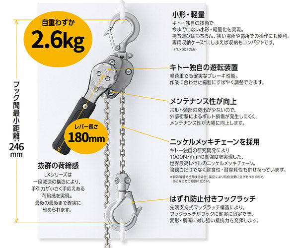 キトー レバーブロック LX形 0.5t×1.2m LX005 (4937773130022) KITO