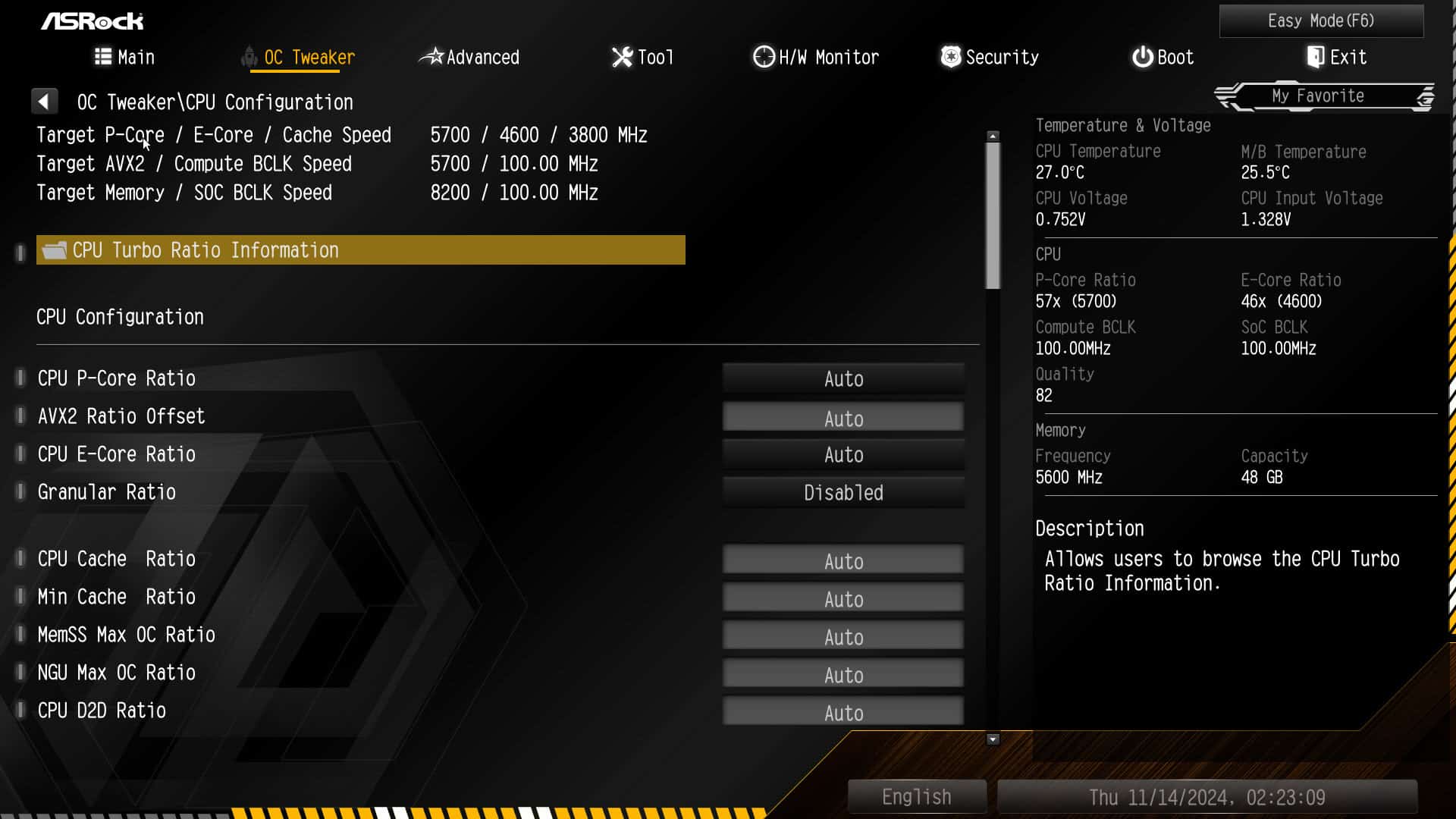 Review: ASRock Taichi Z890 OCF - The BIOS of this Taichi Z890 OCF