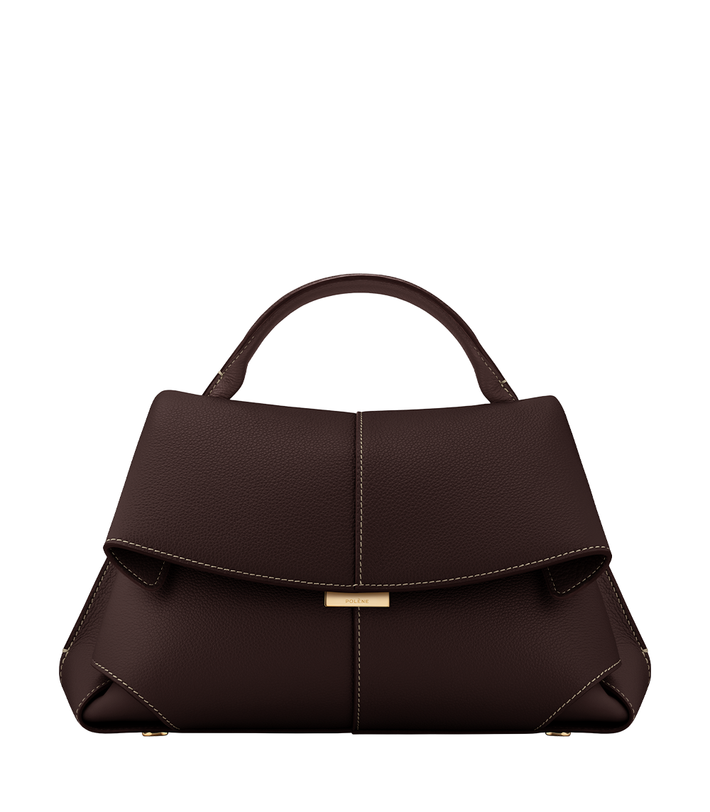 Polène | Bag - Mokki - Textured Black with Ecru Stitching