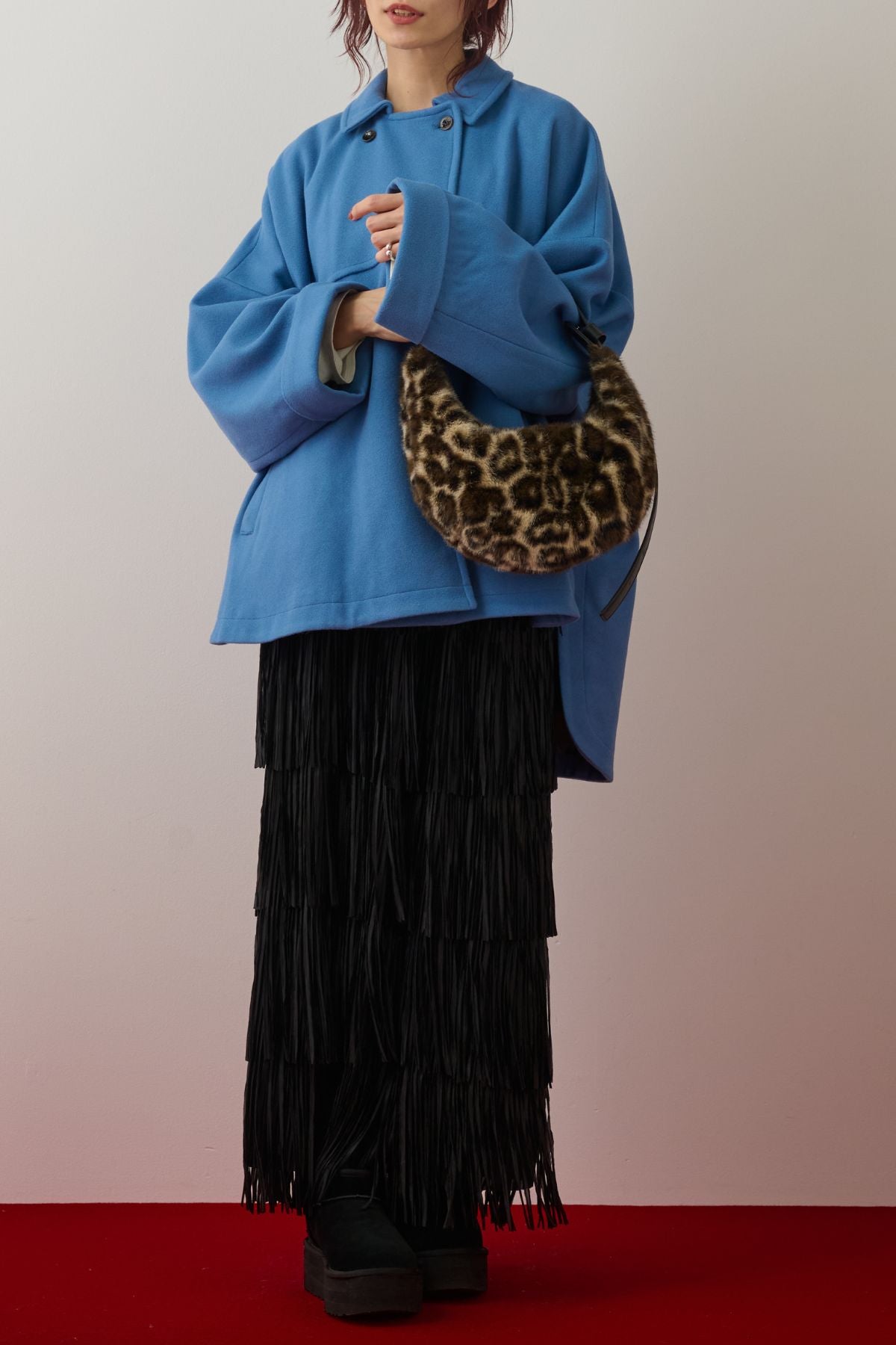 ウールライクメルトンポンチョコート/ブルー – ESICA