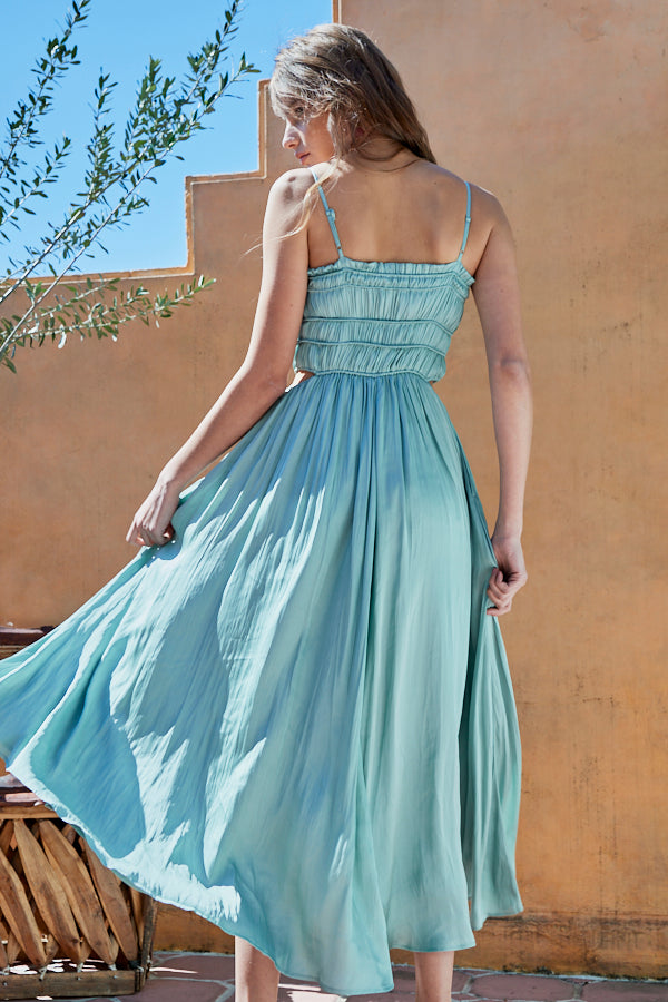Julia Satin Long Dress -Mint- – Estella.K