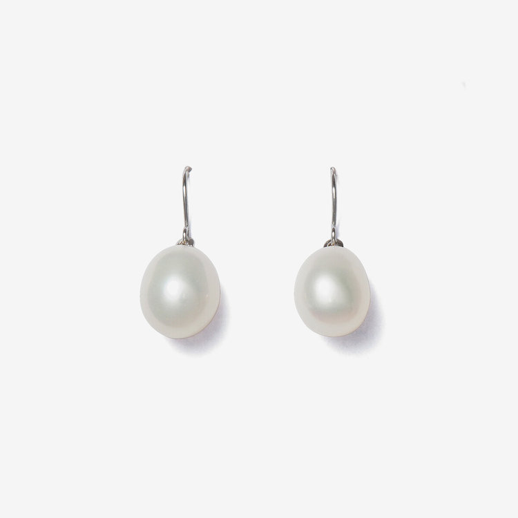 Ear Jewelry】K10 ホワイトゴールド 淡水パール フック ピアス（0242