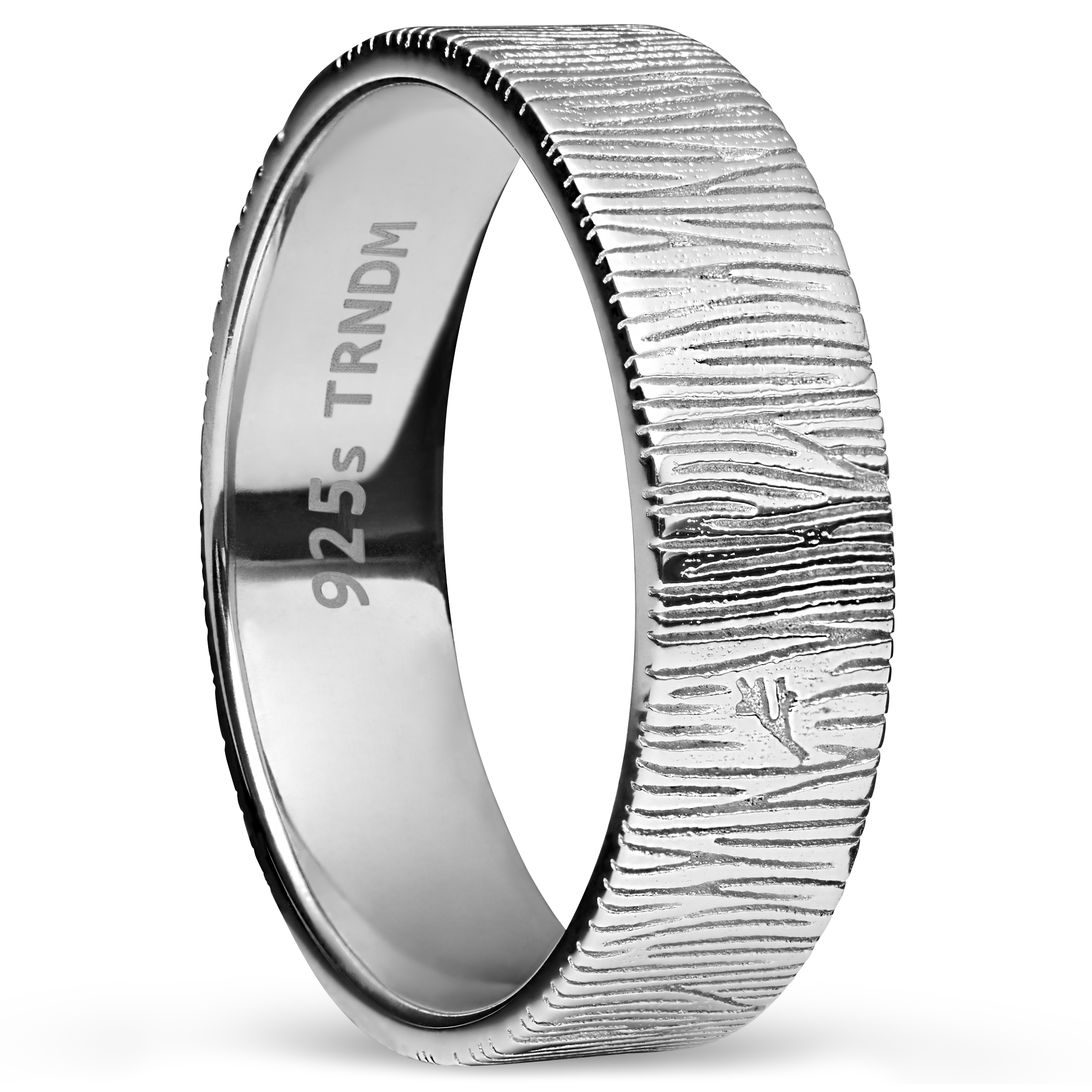Adrian | 6 mm 925 Sterling Silver With Bark Texture Ring | In