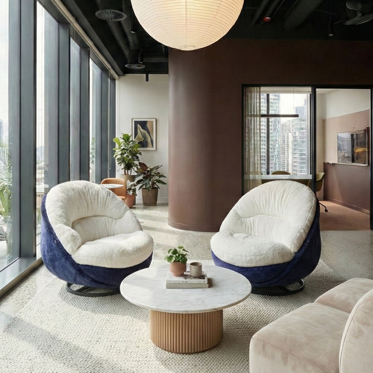 Comfy Swivel White Lounge Chair for Living Room|Eureka Ergonomic