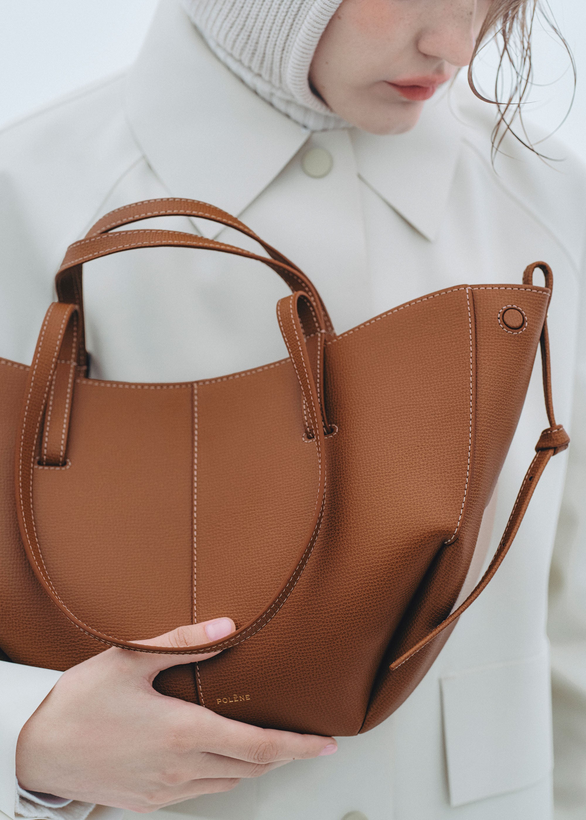 Polène | Bag - Cyme Mini - Textured Camel – Polène EU