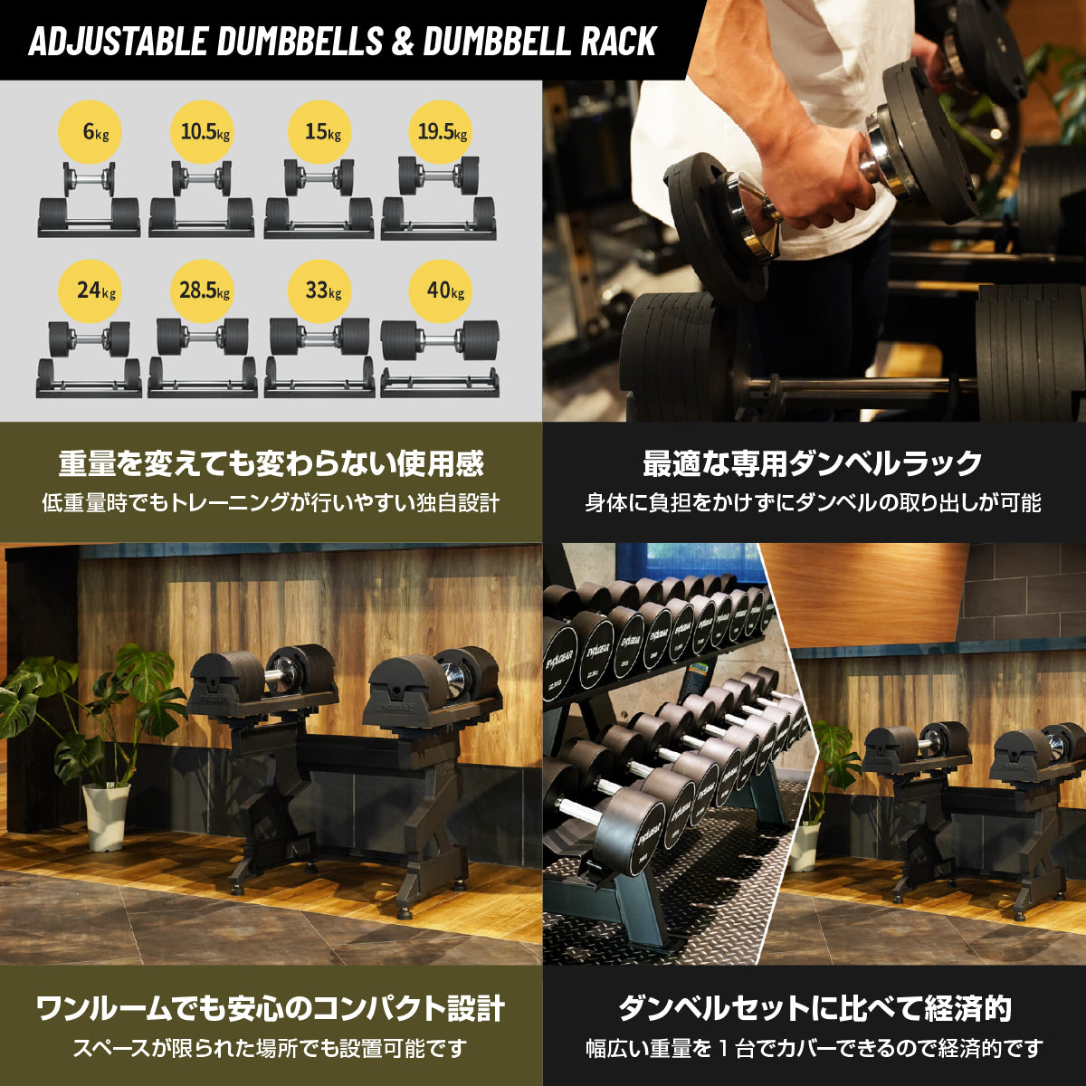 アジャスタブルダンベル40kg+アジャスタブルベンチ セット – EVOLGEAR