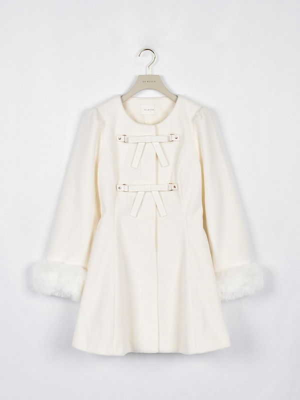 リボンフレアノーカラーコート｜evelyn（エブリン）公式通販サイト