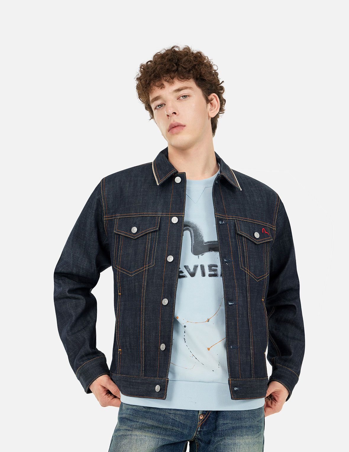 クラシックレギュラーフィット生デニムジャケット – EVISU
