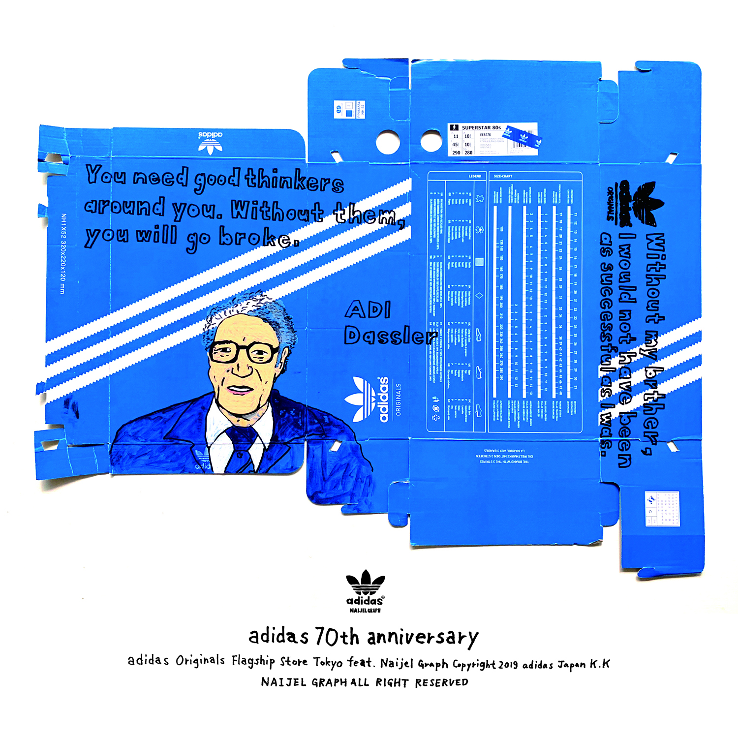 adidasが70周年をセレブレイト。ナイジェルグラフを起用した展覧会を