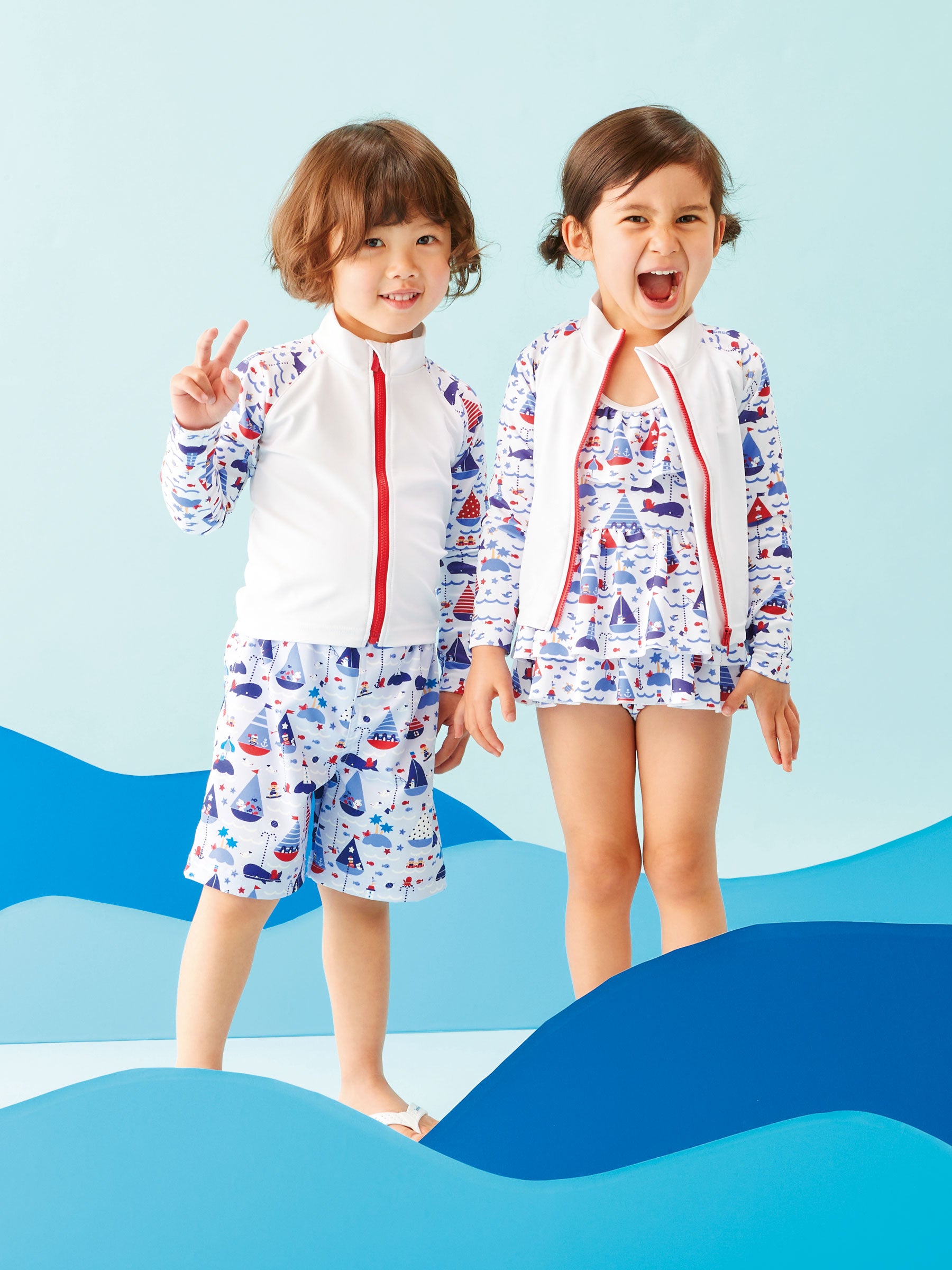 新品】familiarファミちゃん男の子用水着＆ラッシュガード110
