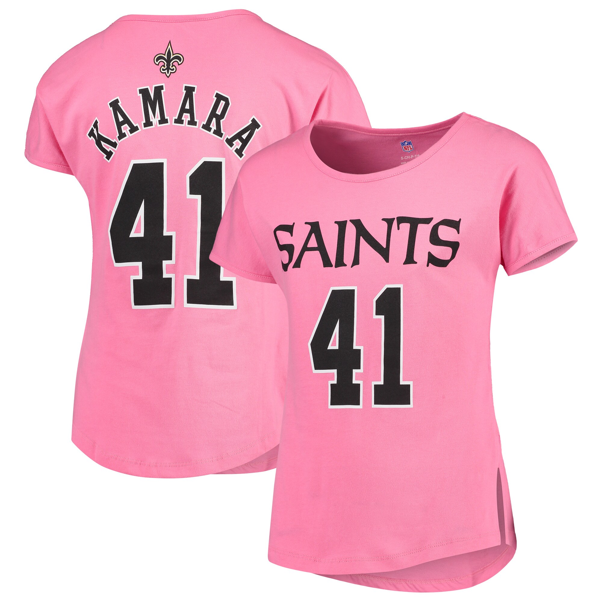 Girls Youth Alvin Kamara Pink New Orleans Saints Dolman Mainliner