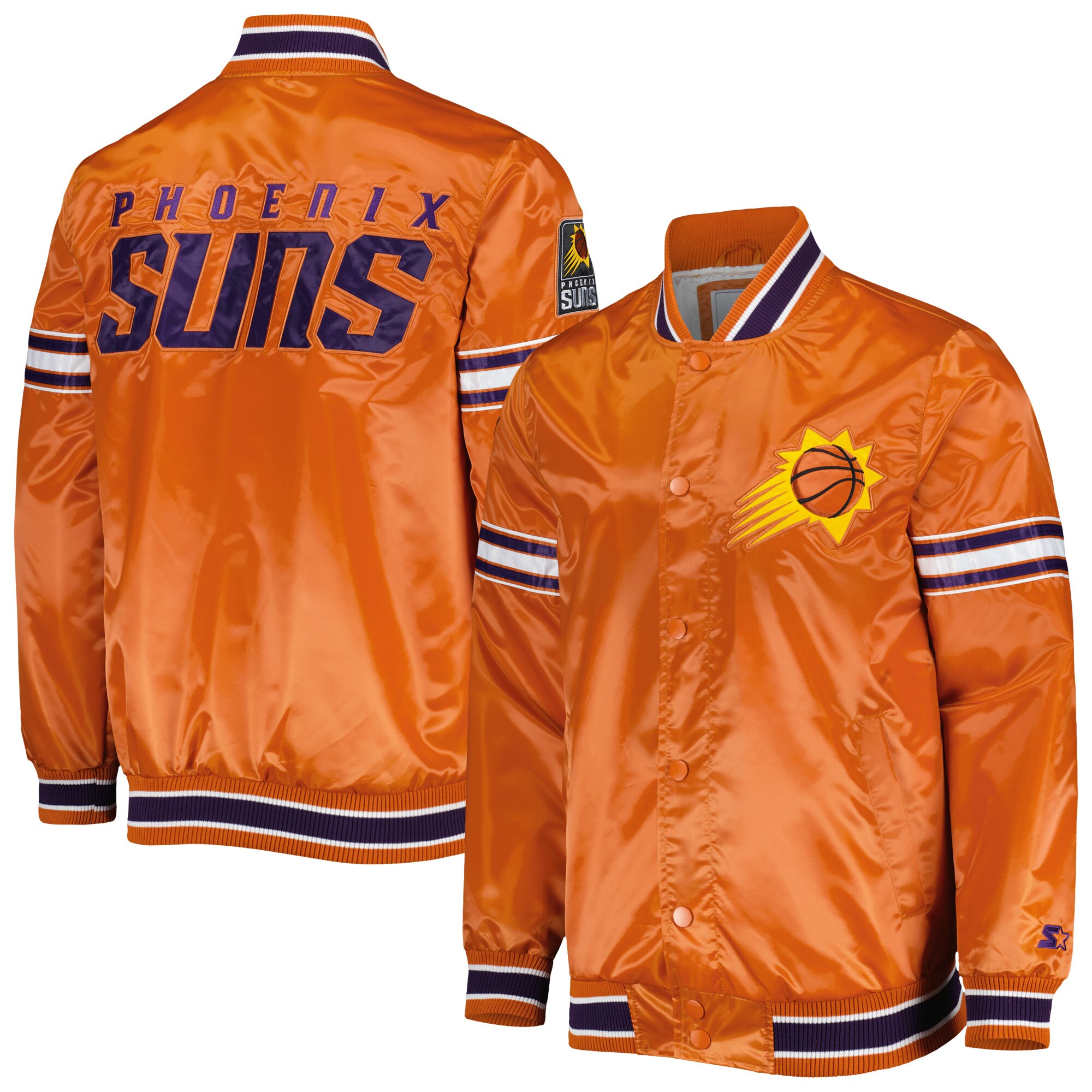 Men's Phoenix Suns Starter Orange Slider Satin Full-Snap Varsity