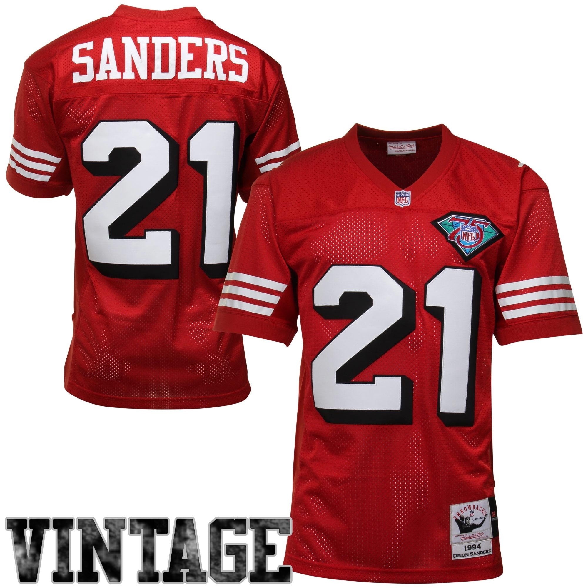 Mens San Francisco 49ers Deion Sanders Mitchell & Ness Scarlet