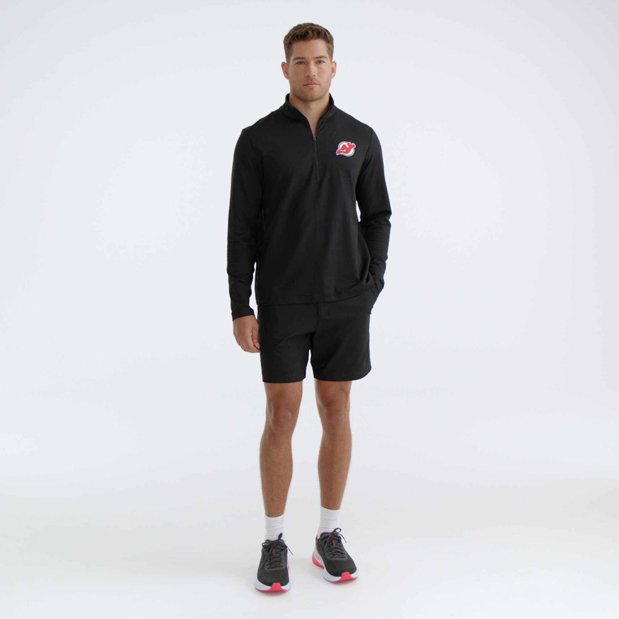 Men's New Jersey Devils lululemon Black Soft Jersey Half-Zip Pullover