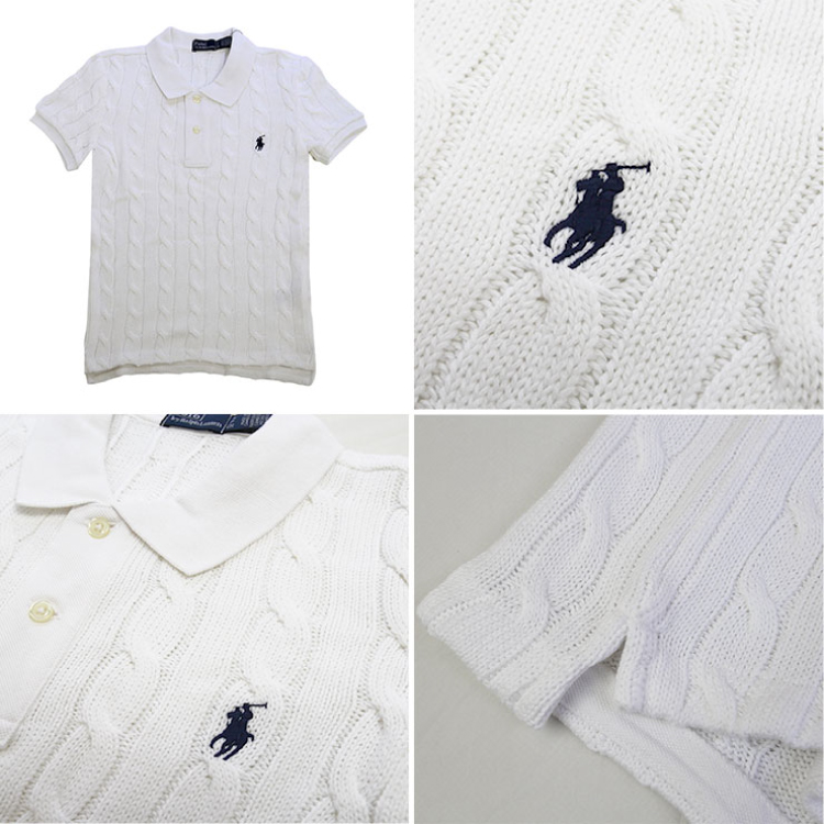 RALPH LAUREN】ラルフローレン レディース ニット ポロシャツ WHITE S