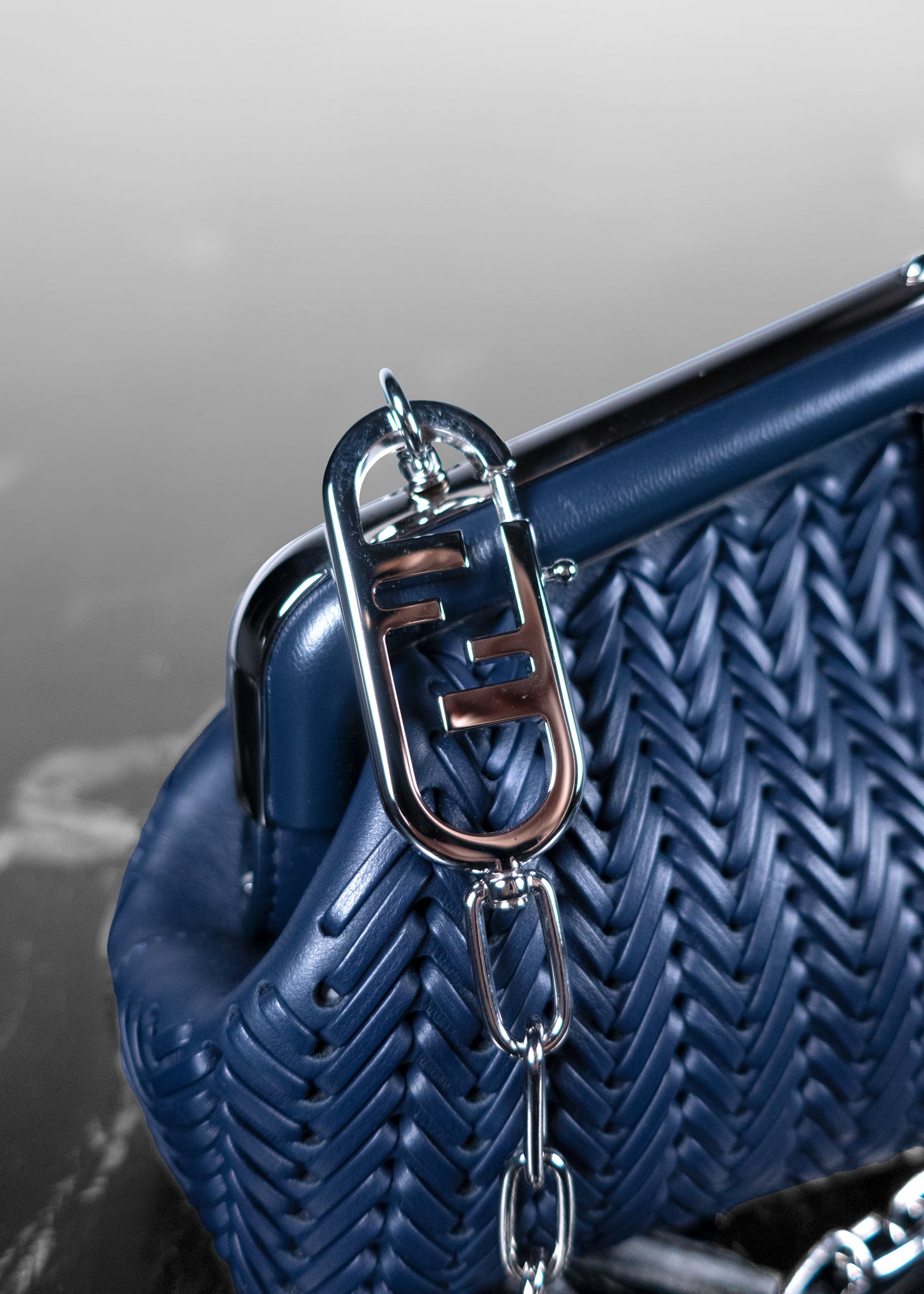 Fendi First Small Midnight Blue Woven Leather Bag – Fashion Full