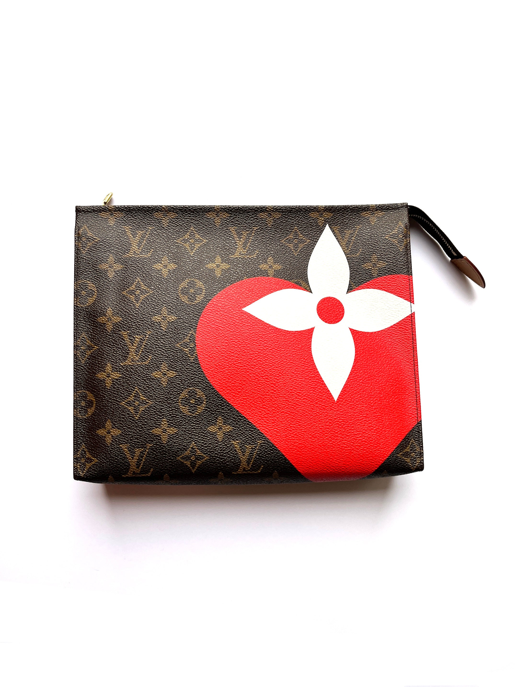 LOUIS VUITTON Monogram 2021 Game On Zip Brown Toiletry Heart Pouch