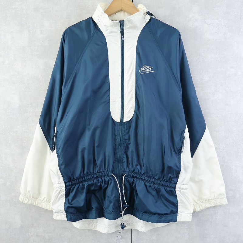 90s 90年代 ナイキ ジップジャケット ドローコード 紺 ネイビー 白