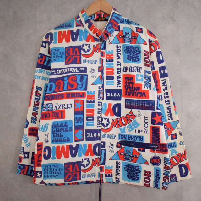 60年代 70年代 総柄 モンスター柄 コットン ノーカラージャケット