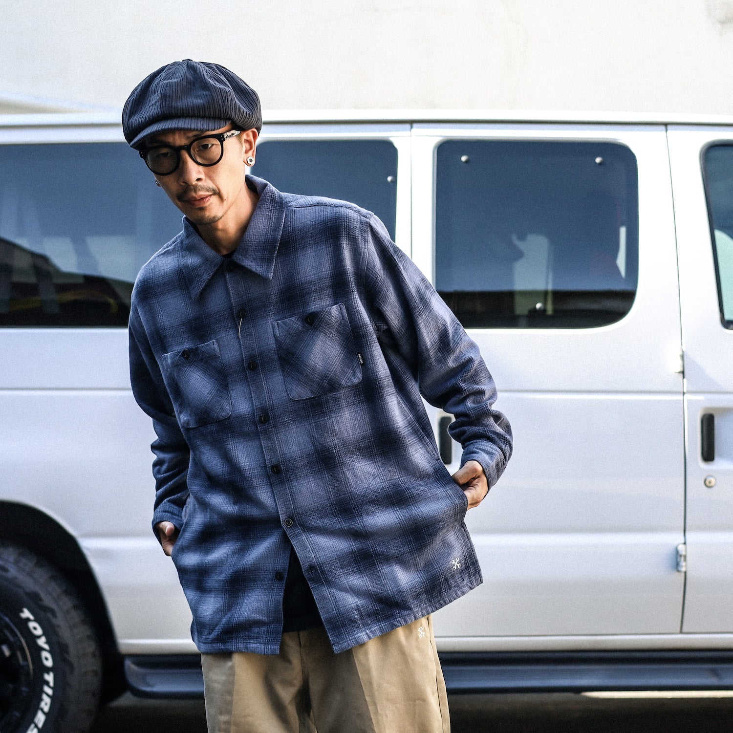 BLUCO / OMBRE CHECK FLANNEL SHIRT (NAVY) – Feelin'